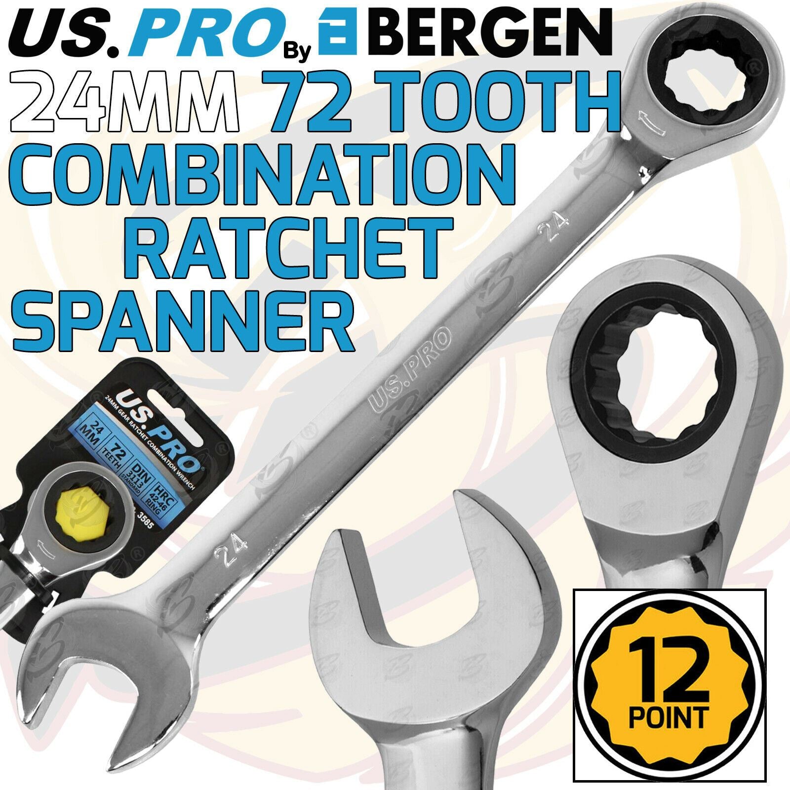 US PRO 24MM 72 TOOTH RATCHET SPANNER