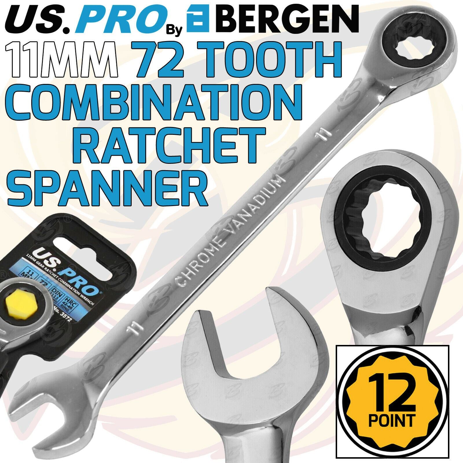US PRO 11MM 72 TOOTH RATCHET SPANNER