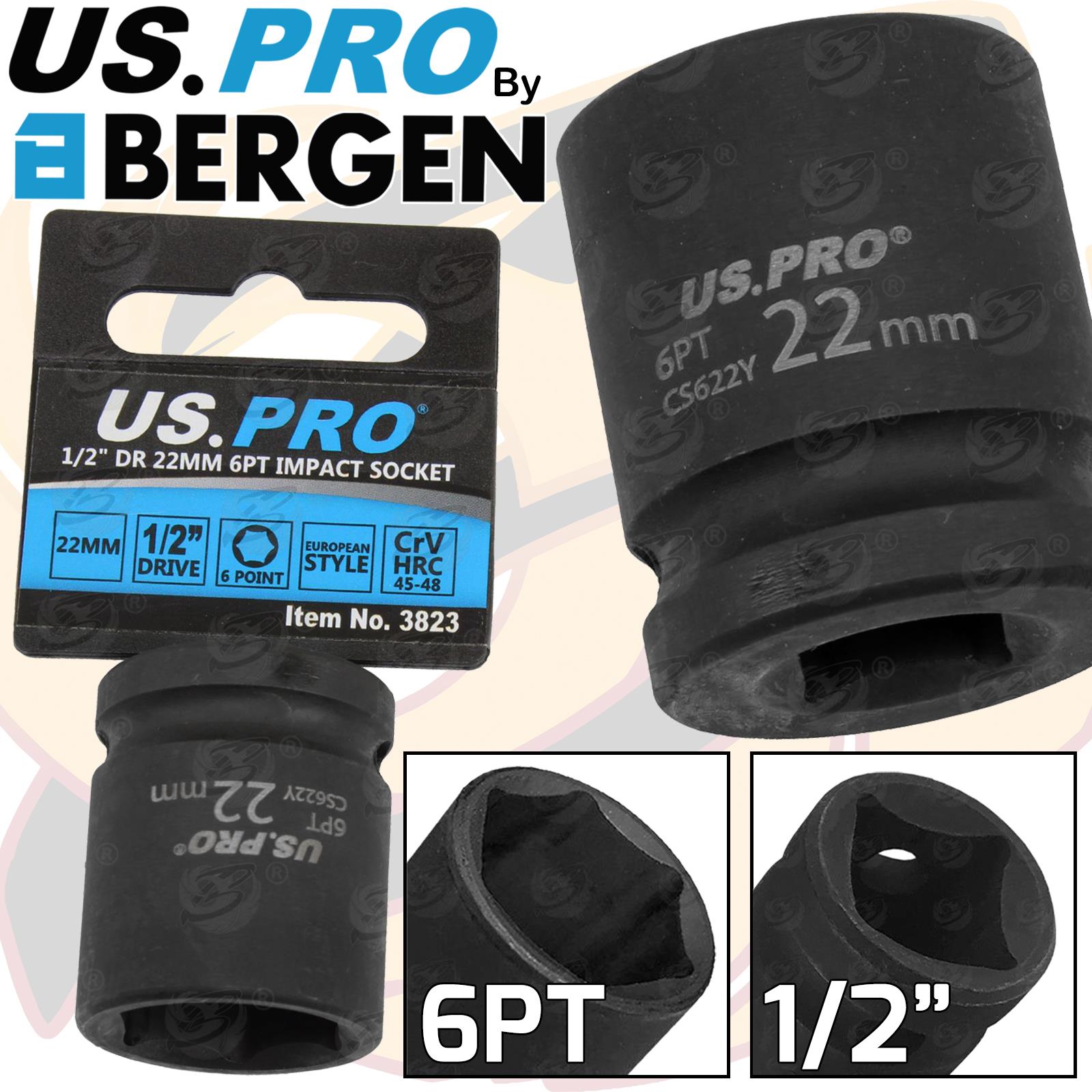 US PRO 22MM 1/2" DRIVE 6 POINT SHALLOW IMPACT SOCKET ( SINGLE )