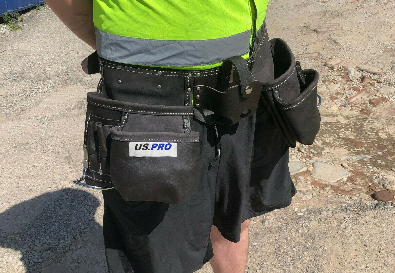 US PRO 11 POCKET DOUBLE LEATHER WORK BELT