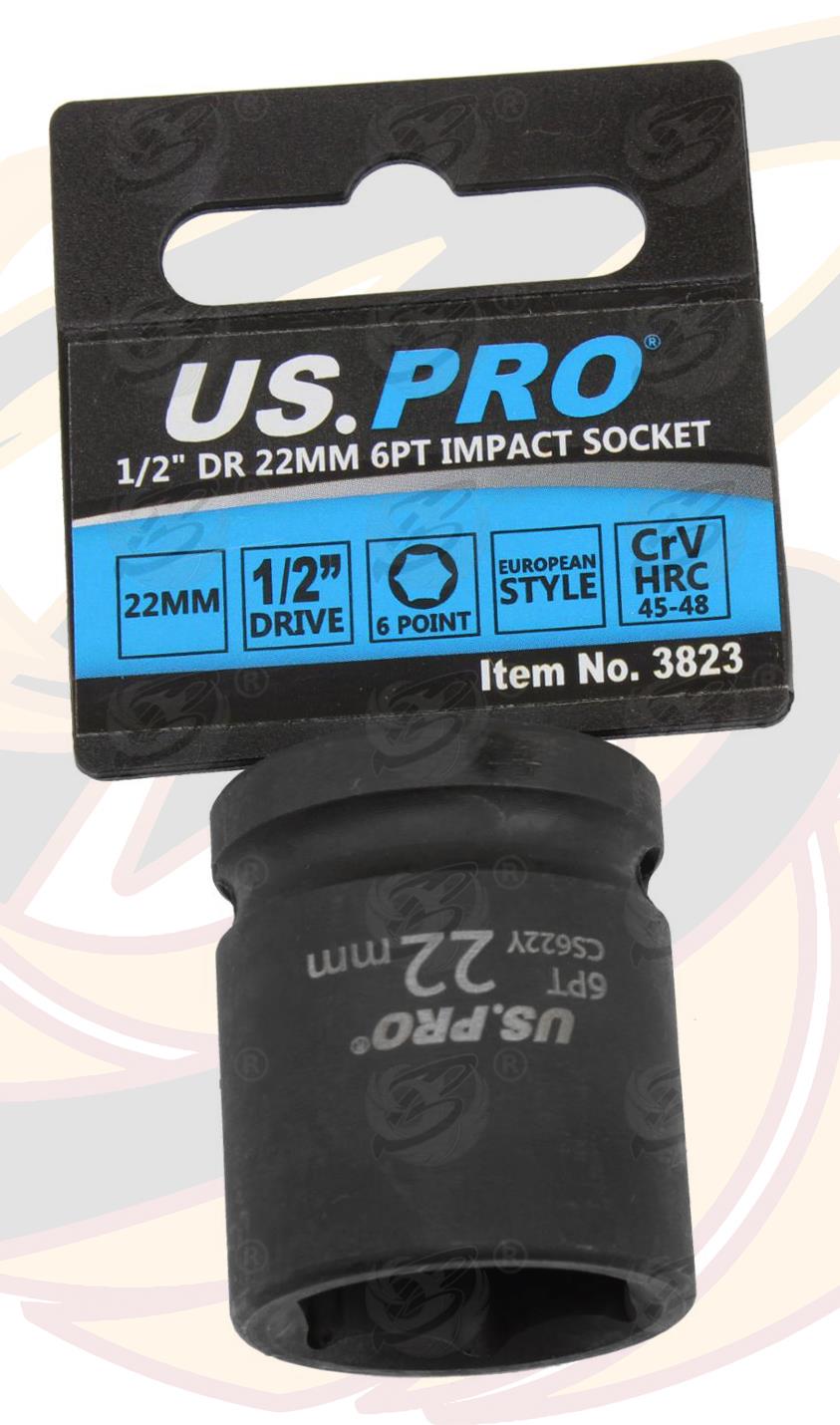 US PRO 22MM 1/2" DRIVE 6 POINT SHALLOW IMPACT SOCKET ( SINGLE )