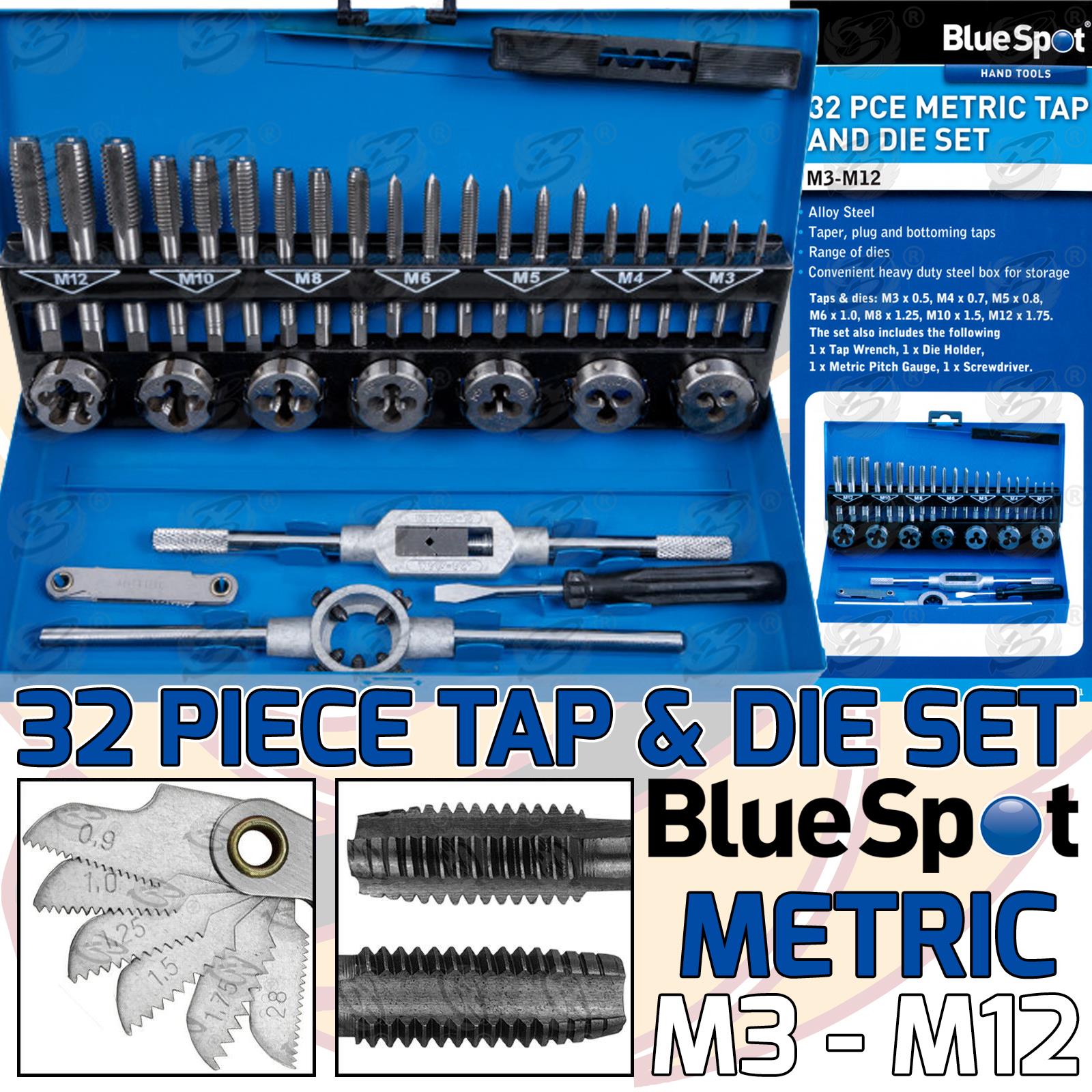 BLUESPOT 32PCS METRIC TAP & DIE SET M3 - M12