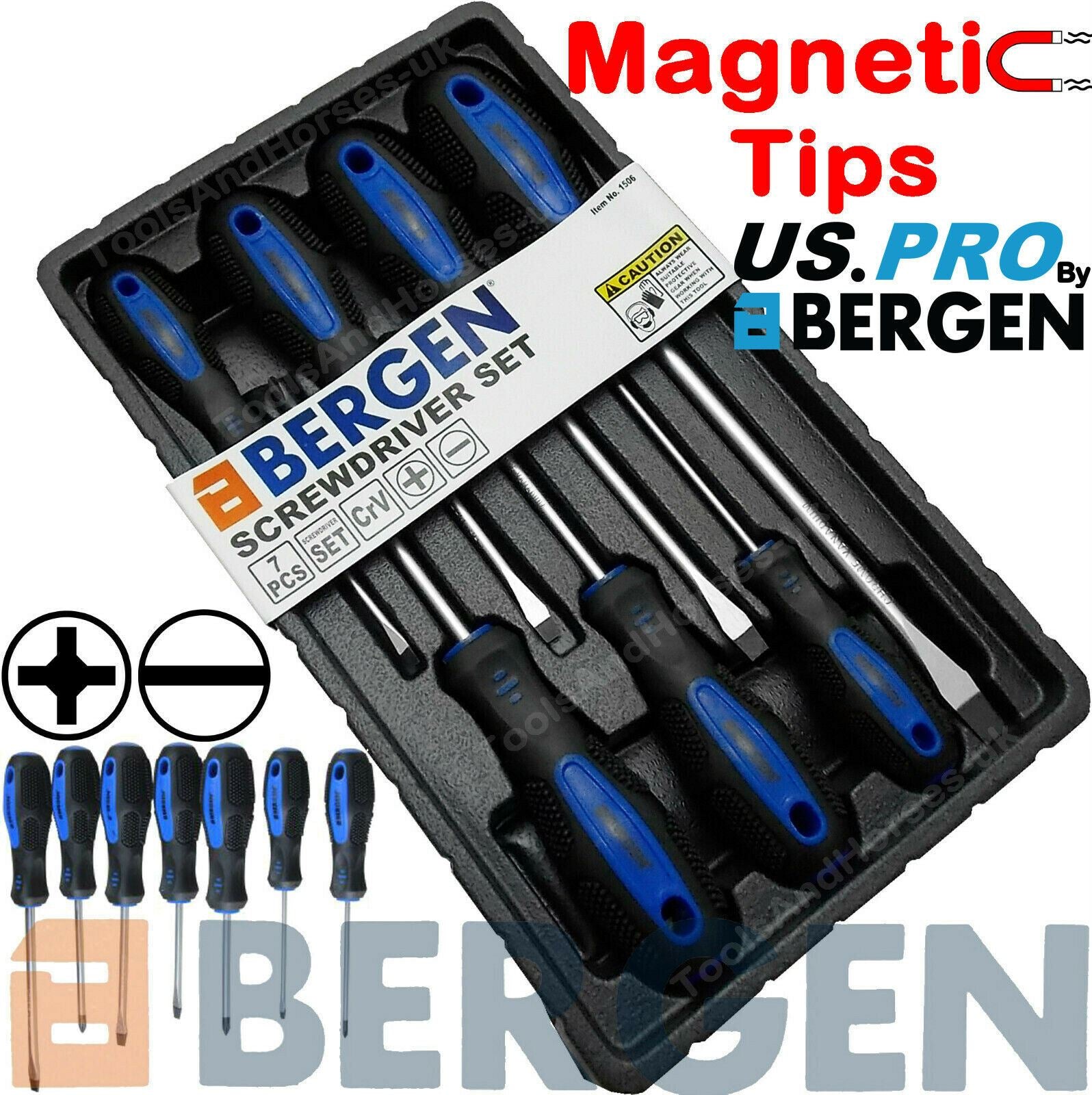 US PRO 7PCS MAGNETIC SCREWDRIVERS ( SLOTTED - PHILLIPS )