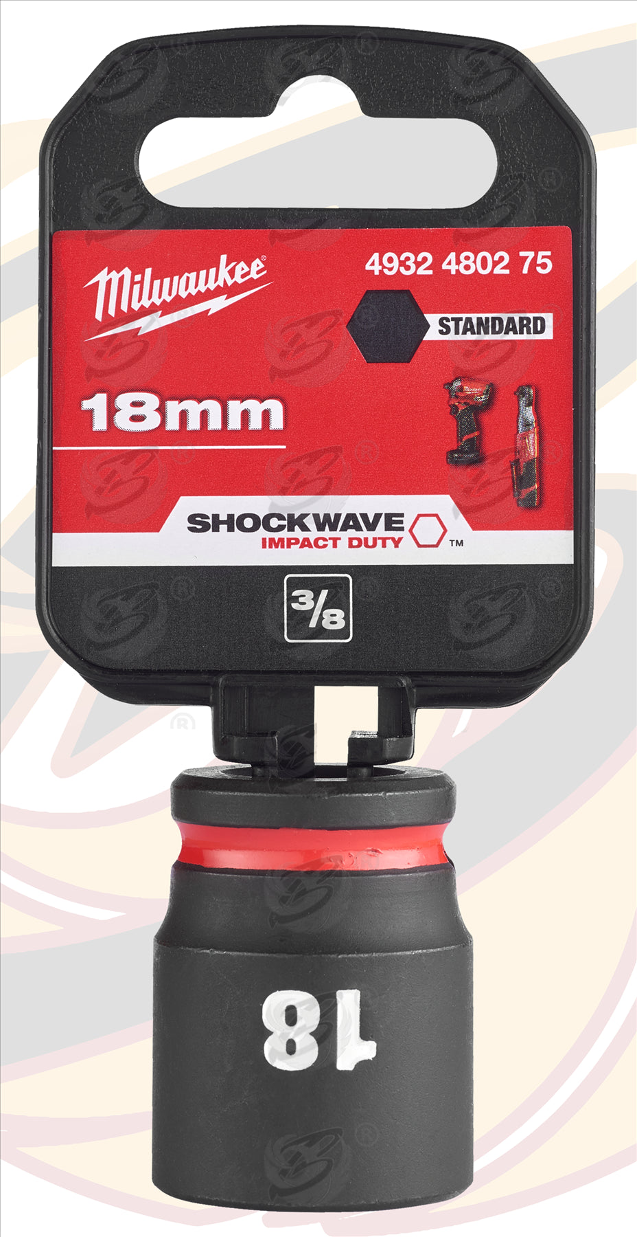 MILWAUKEE 18MM 3/8" DRIVE 6 POINT SHALLOW IMPACT SOCKET ( SINGLE )