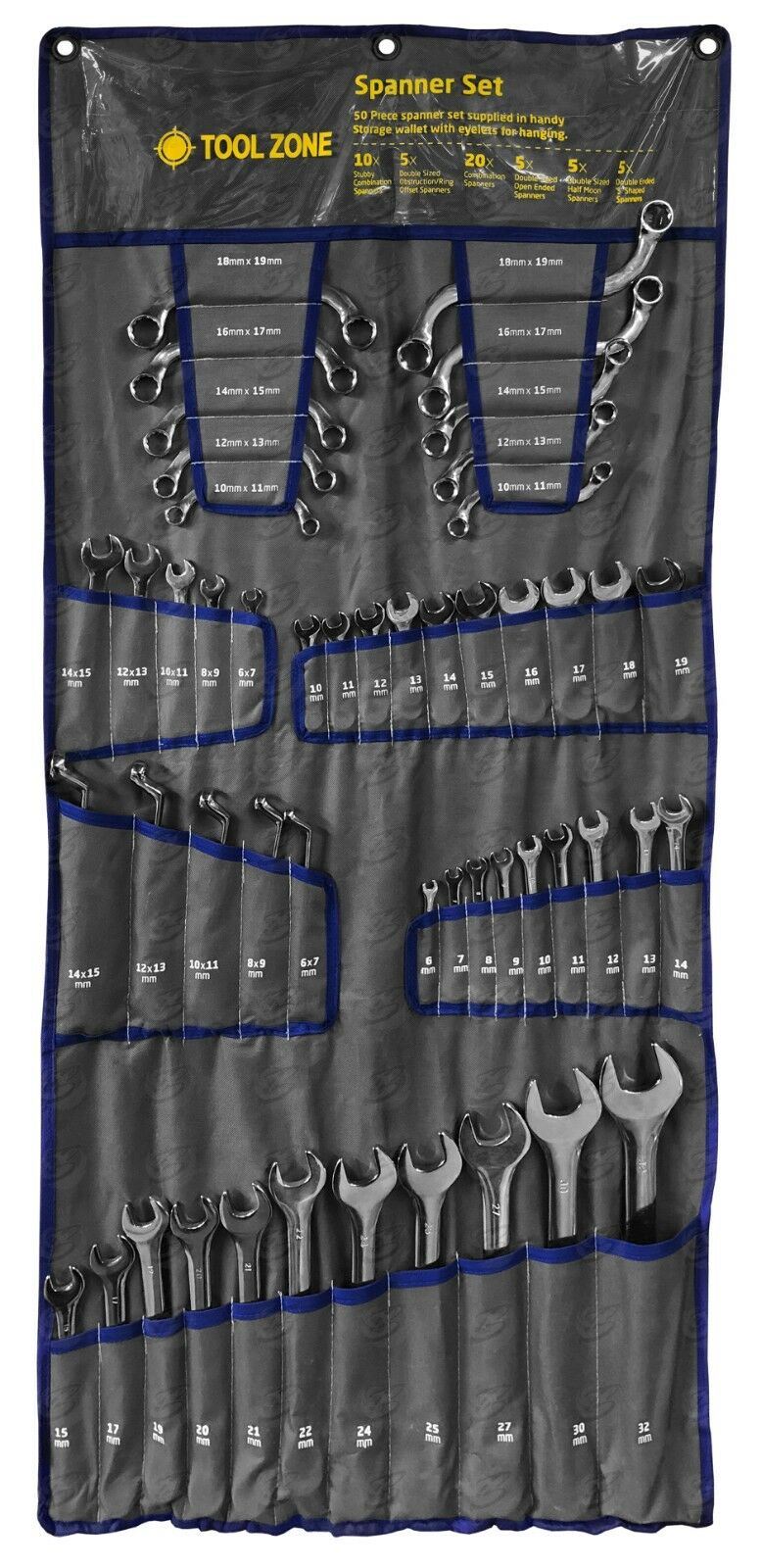 TOOLZONE 50 Piece Combination Spanner Set 6mm - 32mm