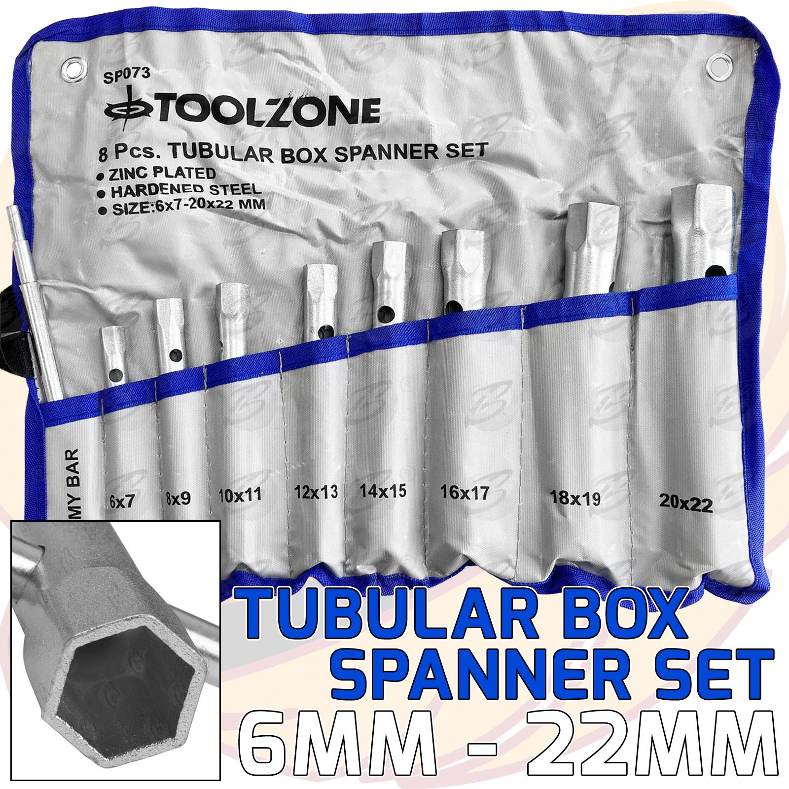 TOOLZONE 8PCS TUBULAR BOX SPANNERS 6MM - 22MM