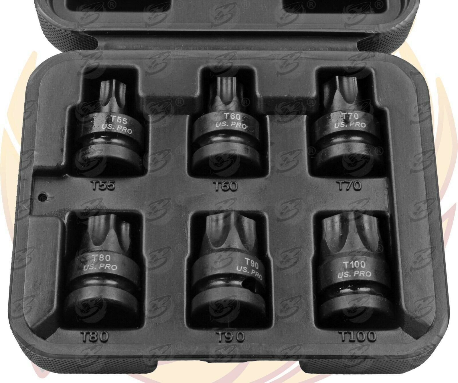 US PRO INDUSTRIAL 6PCS 1/2" DRIVE IMPACT TORX BIT SOCKETS T55 - T100