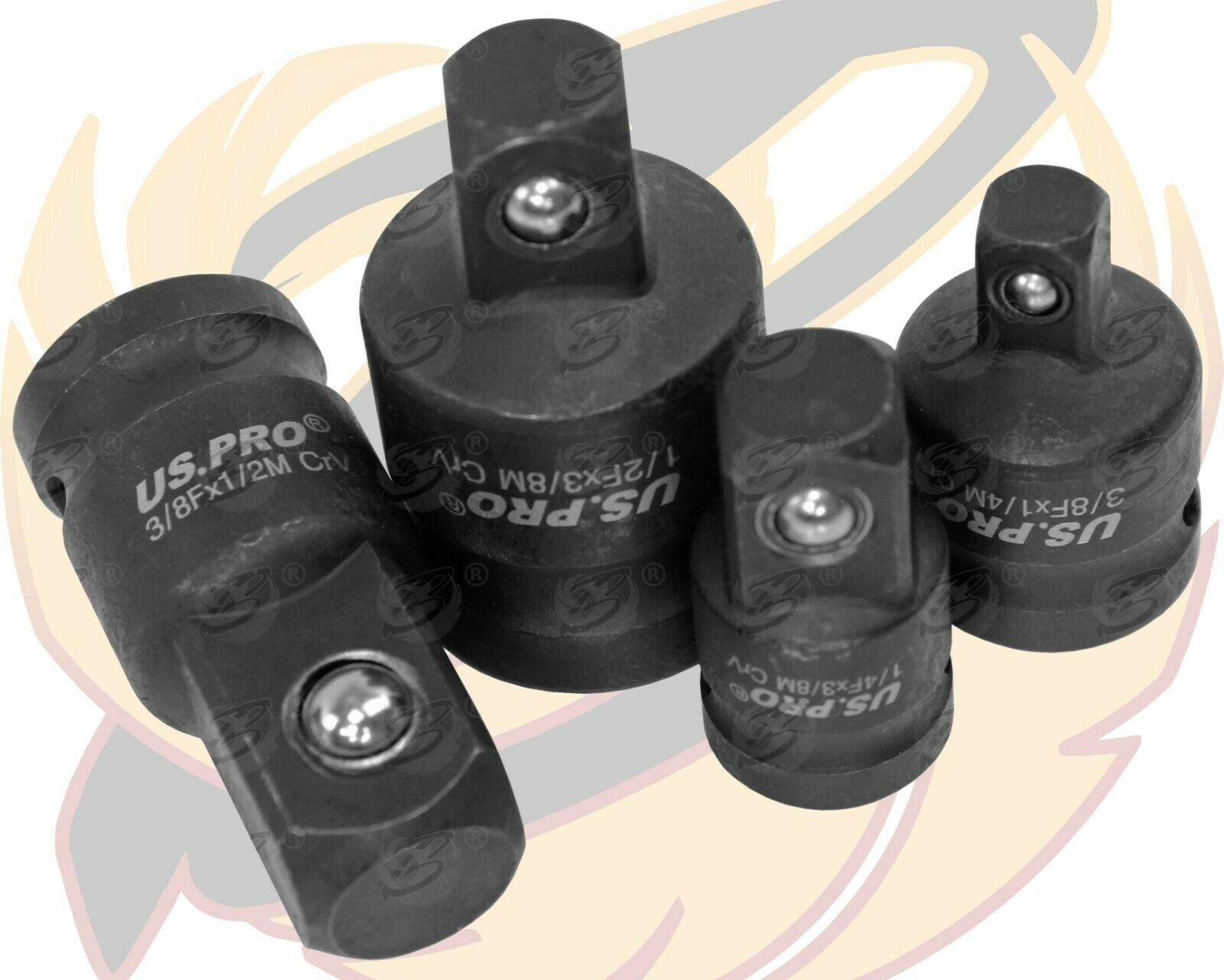 US PRO 4PCS IMPACT SOCKET ADAPTERS ( 1/4" - 1/2" )