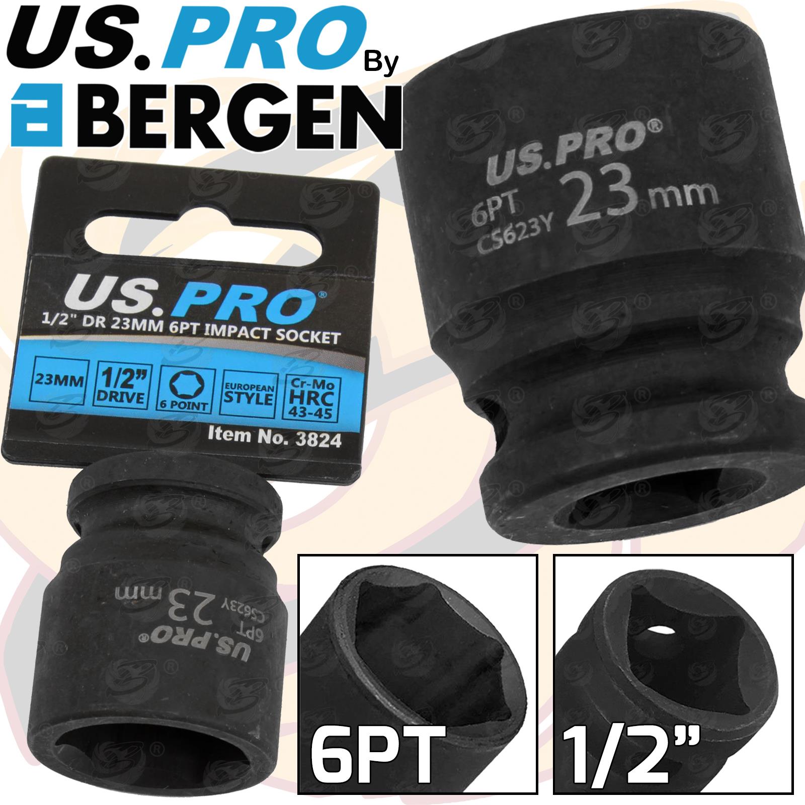 US PRO 23MM 1/2" DRIVE 6 POINT SHALLOW IMPACT SOCKET ( SINGLE )