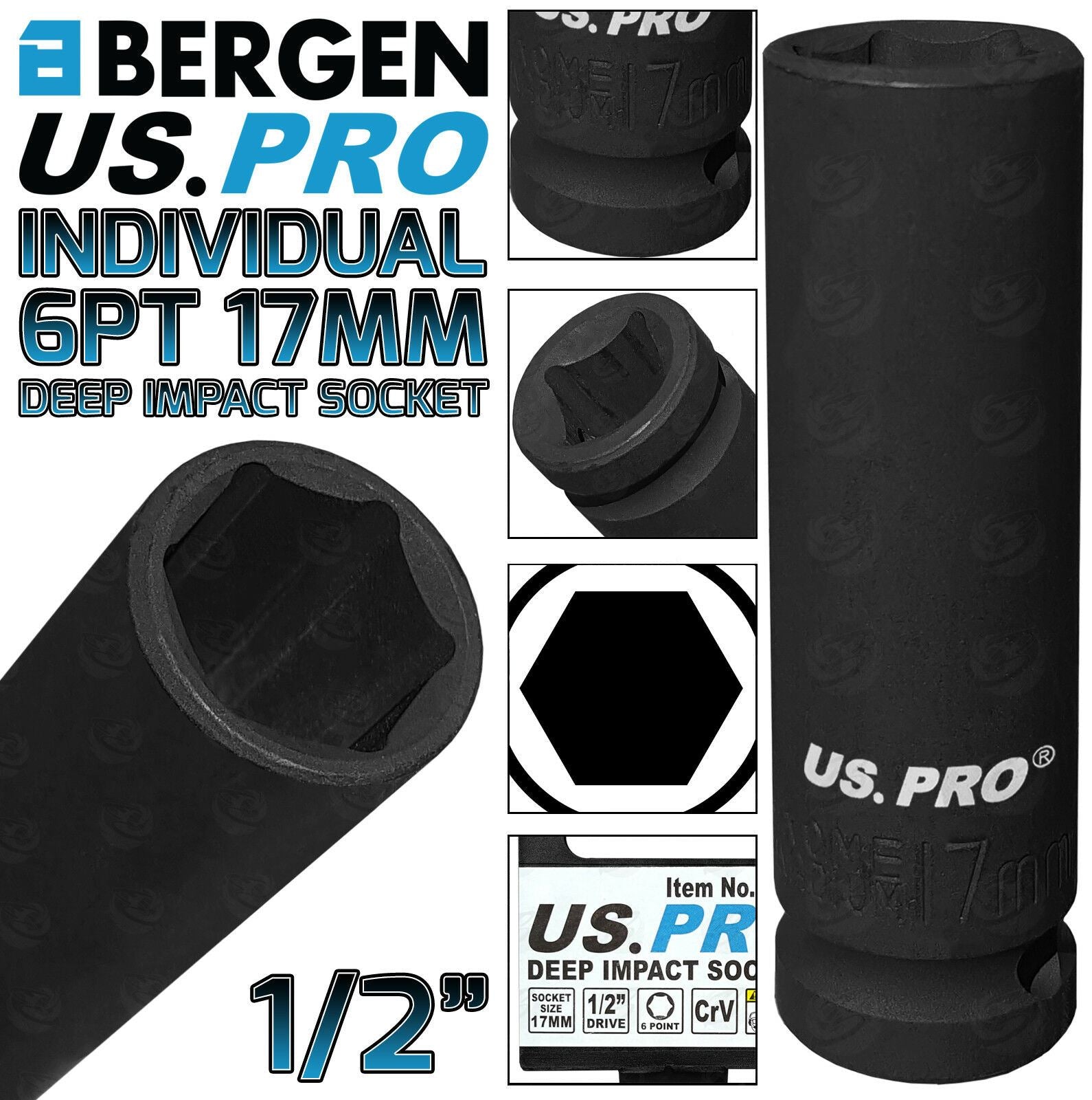 US PRO 17MM 1/2" DRIVE 6 POINT DEEP IMPACT SOCKET ( SINGLE )