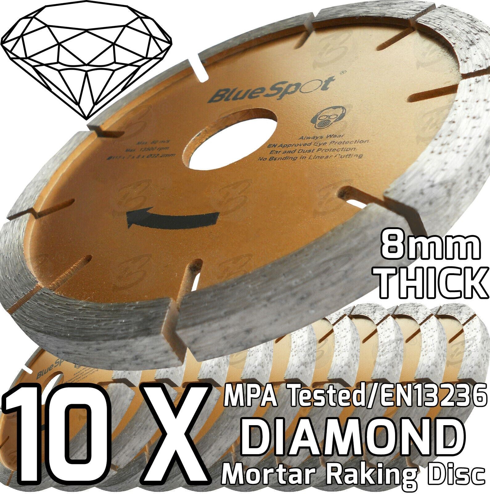 BLUESPOT 4.5" ( 115MM ) DIAMOND MORTAR RAKING DISC ( x 10 )