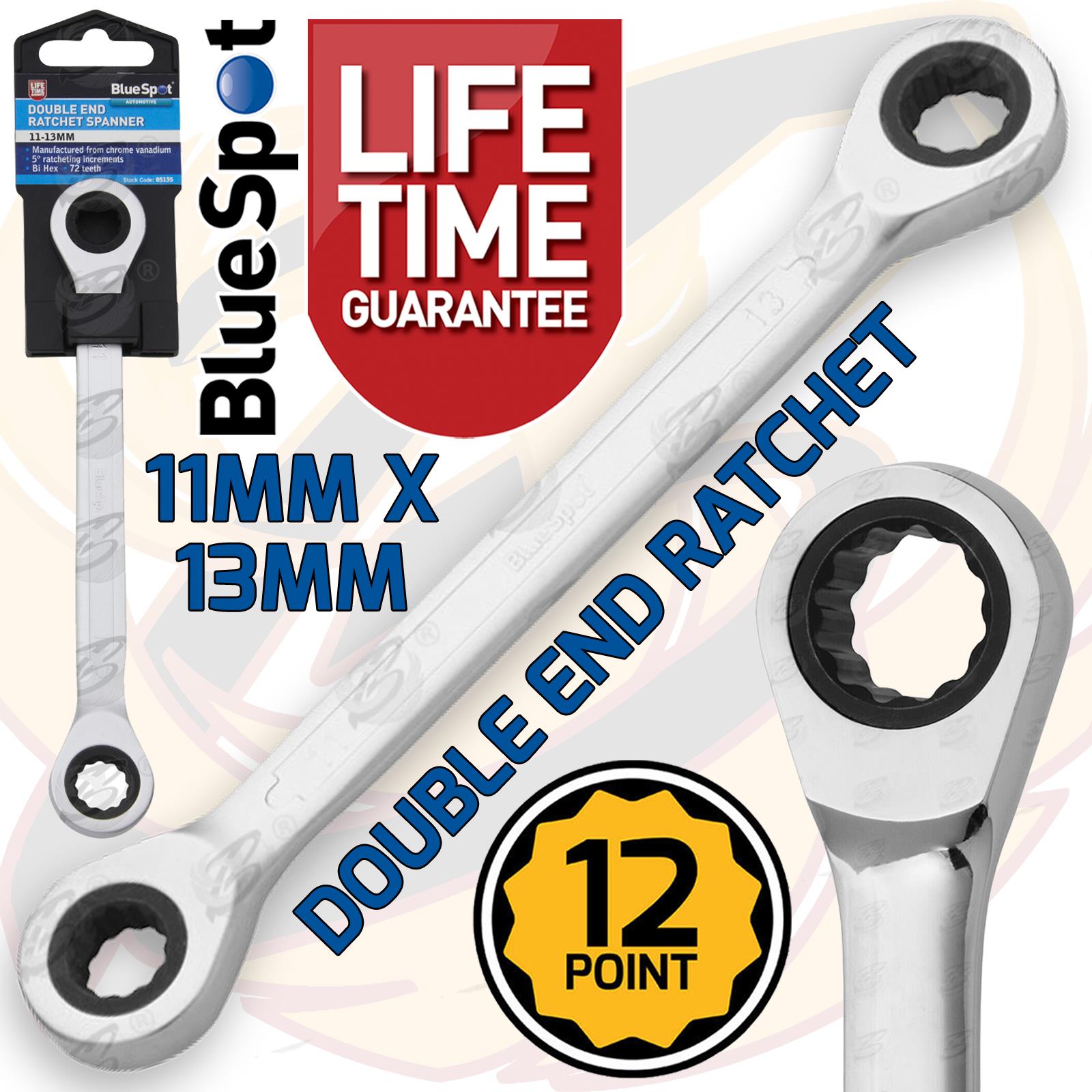 BLUESPOT 11MM x 13MM 72 TOOTH DOUBLE ENDED RATCHET SPANNER