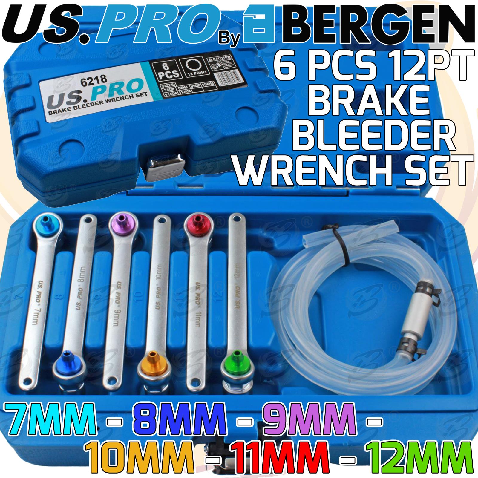US PRO 6PCS 12 POINT BRAKE CLUTCH BLEED SPANNERS 7MM - 12MM