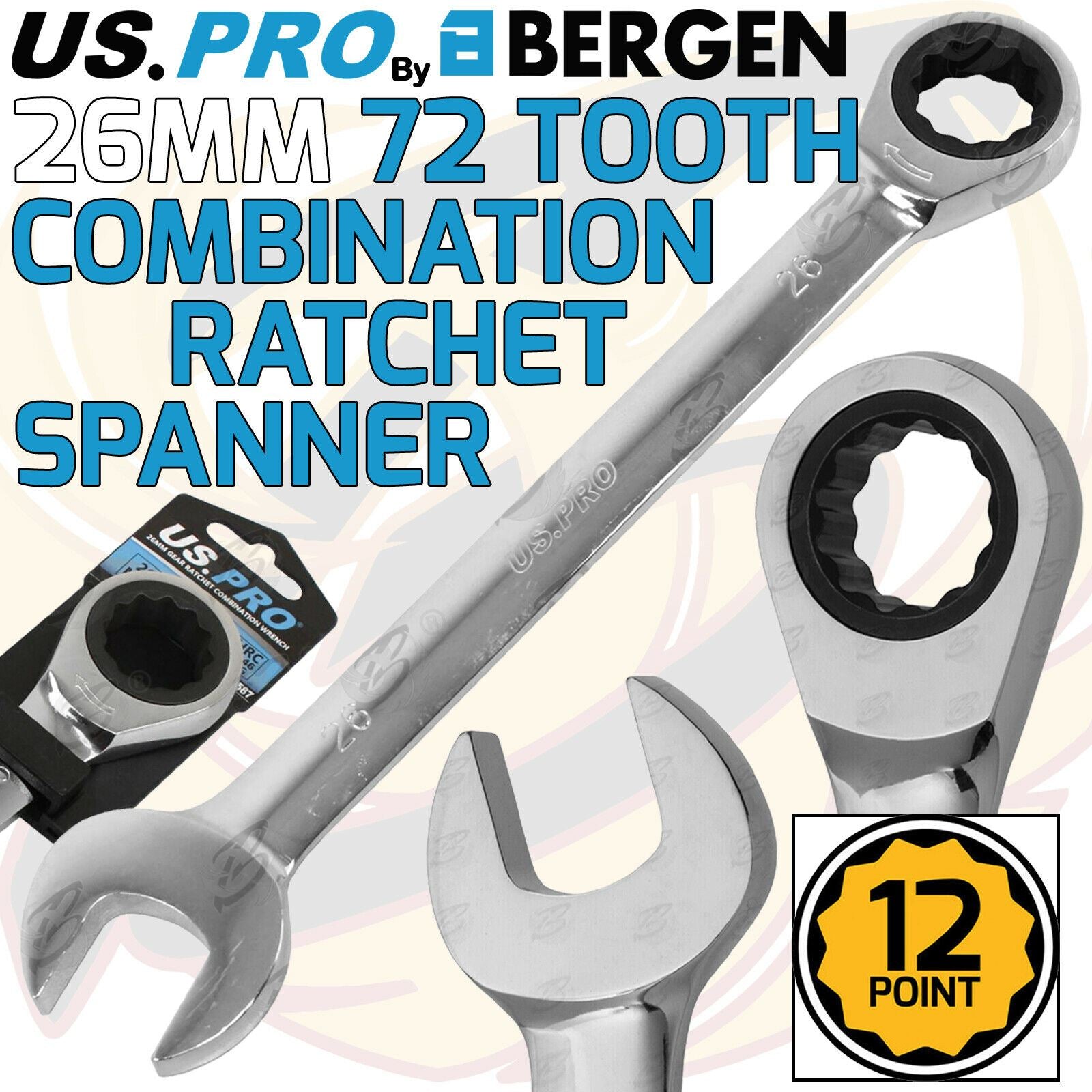 US PRO 26MM 72 TOOTH RATCHET SPANNER
