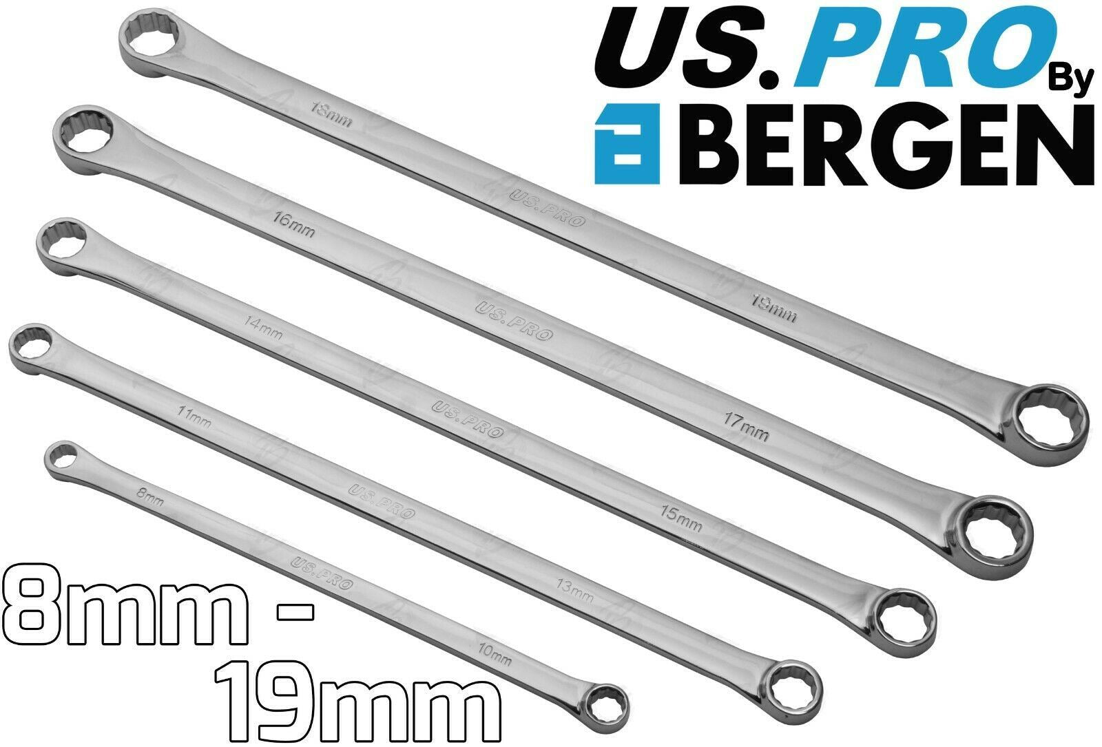 US PRO 5PCS EXTRA LONG AVIATION SPANNERS 8MM - 19MM