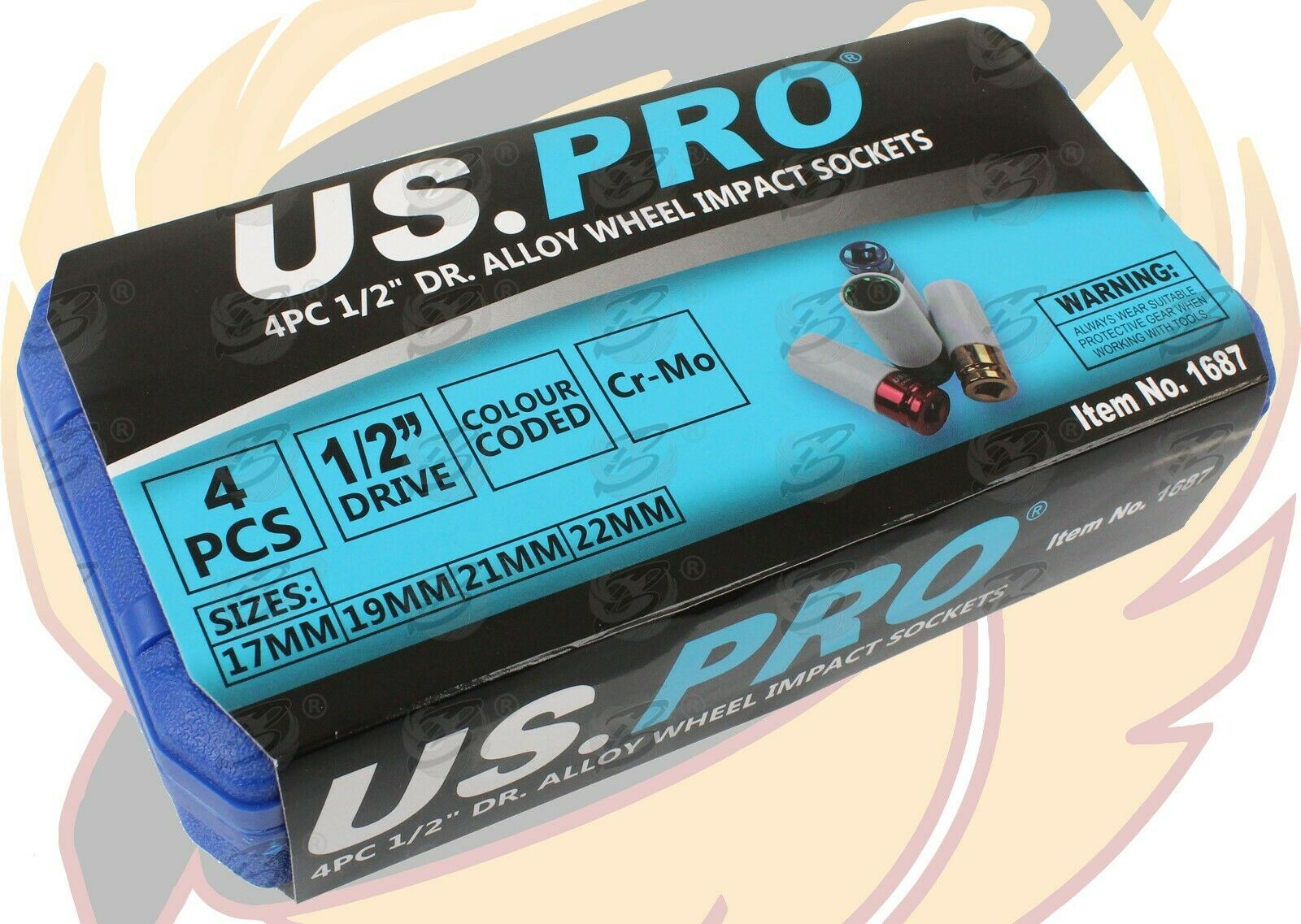 US PRO 1/2" DRIVE 30" LONG BREAKER BAR & 4PCS 6 POINT ALLOY WHEEL NUT SOCKETS 17MM - 22MM