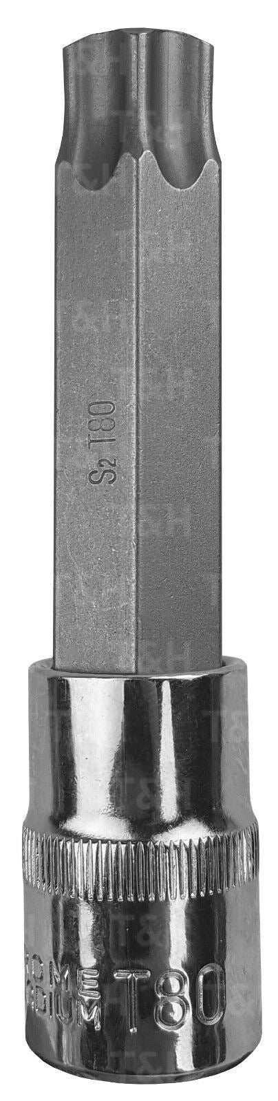 US PRO T80 1/2" DRIVE 100MM LONG TAMPERPROOF TORX BIT SOCKET ( SINGLE )